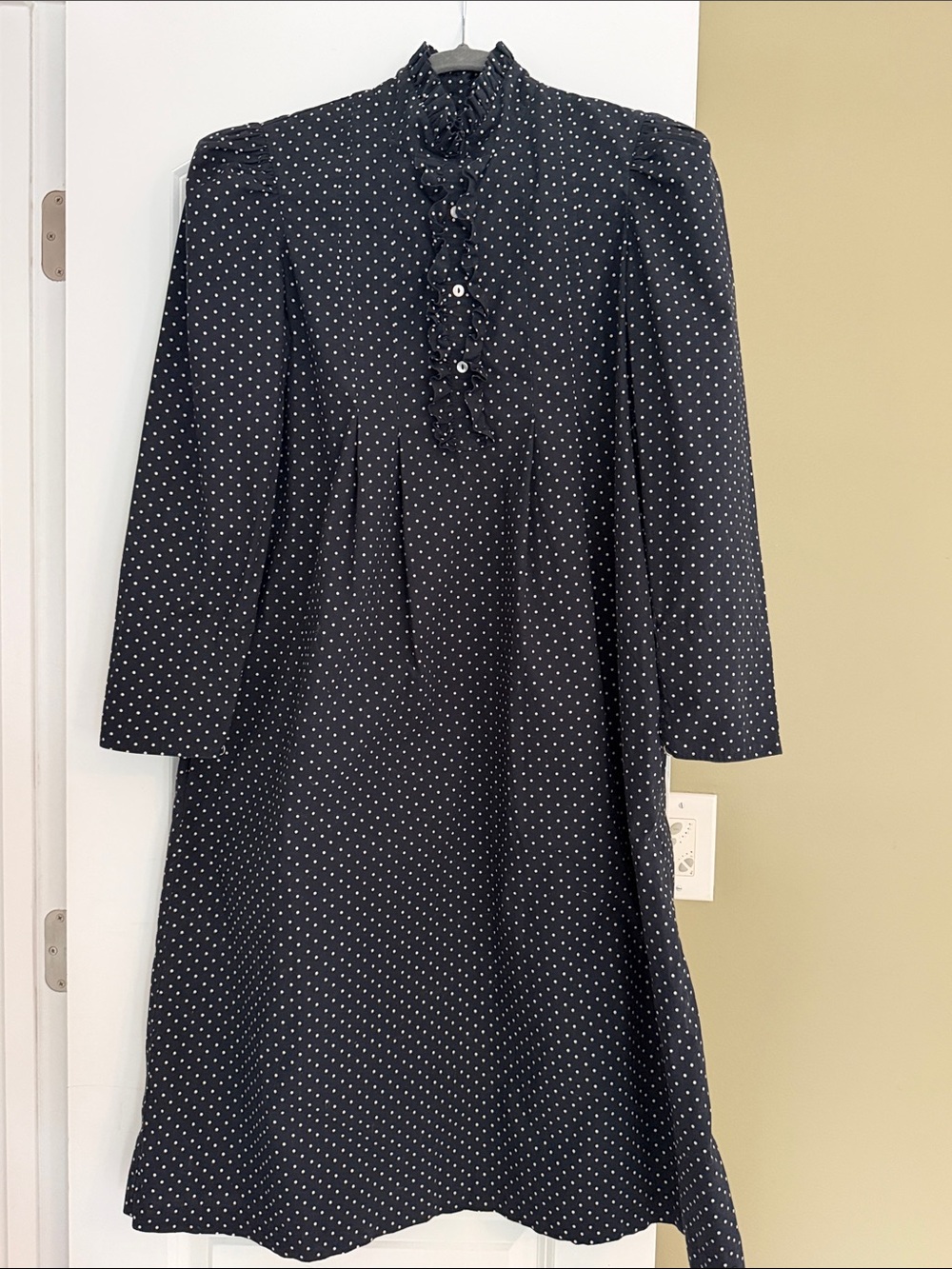 Clare V Black Polka Dot Ruffle-Yoke Dress